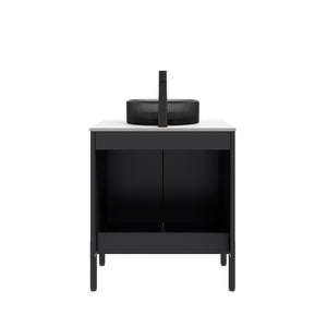English Elm Dina Floating Bathroom Vanity with Sintered Stone Top and Crystal Glass Basin W2615S00661