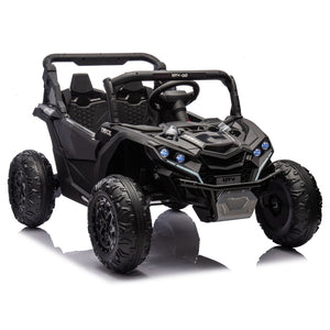 English Elm 24v Two Seat Kids Electric Utv with Parental Remote Suspension Off Road Ride On Black W1578P184797