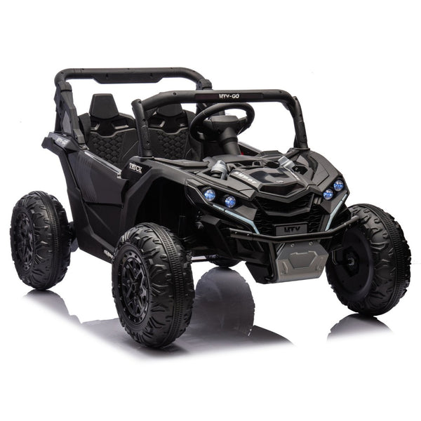 English Elm 24v Two Seat Kids Electric Utv with Parental Remote Suspension Off Road Ride On Black W1578P184797