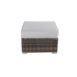 English Elm Outdoor Ottoman with Cushion Fully Assembled — Square Wicker Footrest, Gray Olefin Cushion, Rustproof Frame B120P361804
