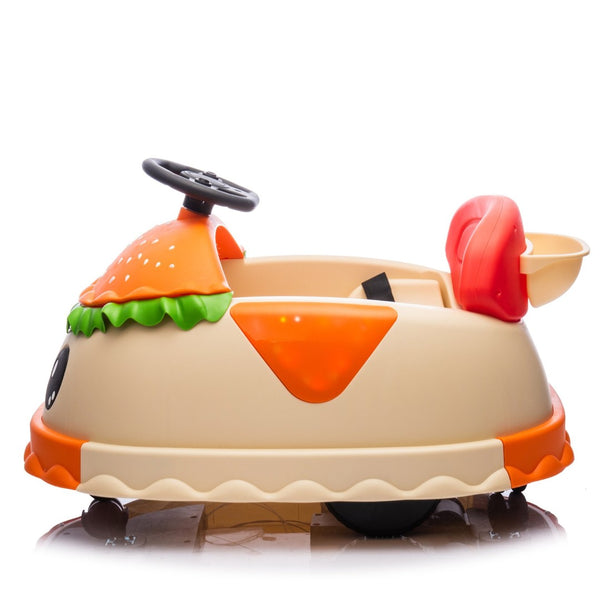 English Elm 12v Kids Hamburger Bumper Ride on Car with 360 Spin Parental Remote and Led Display W1578P299386