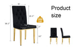 English Elm 4 Piece Dining Chairs.The Gold Metal Legs Complement The Black Velvet, Showcasing A Perfect Blend Of Modern and Classic Elements.Suitable For Various Occasions Such As Kitchens,Conference Rooms, Etc.