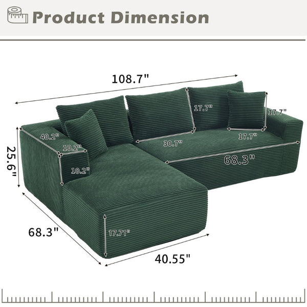 English Elm Modular Cloud Sectional with Oversized Chaise Memory Foam Fill Casual Living Room Sofa W3224S00009