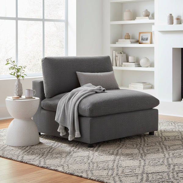 English Elm Chelsea Armless Slipper Chair - Modern Charcoal Corduroy With Plush Comfort & Easy Care Features B050P404285