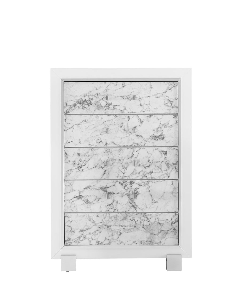 English Elm SKYE Marble White Chest with Marble-Style Drawer Fronts, Solid Wood Build, Spacious Drawers, Knob Hardware B201P215930