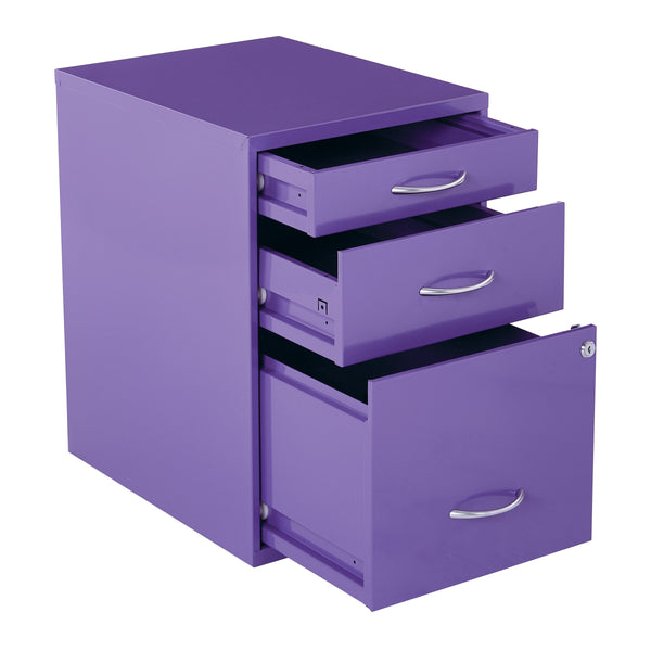 OSP Home Furnishings 22" Pencil, Box, File Cabinet Purple