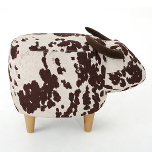 English Elm Christopher Knight Home® - Animal Cow Ottoman with Velvet Horns and Birch Legs — Whimsical Fabric Footstool for Cozy Décor Brown+White 61391.00