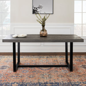 English Elm Walker Edison - Modern Distressed Solid Wood Dining Table with Metal Frame, Rustic Grey Pine, Seats 4-6 Adults, Farmhouse Charm B185P169418