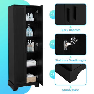 English Elm Storage Cabinet Tall Mdf Two Door Adjustable Shelves Matte Black Home Office Bath N725P181207Z
