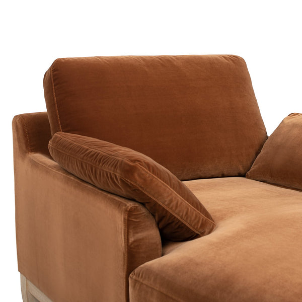 English Elm Jennifer Taylor Home - Pasadena Modern Farmhouse Chaise Lounge Chair - Cozy Burnt Orange Velvet, Eco-Friendly & Stylish B2719P385738