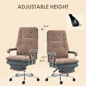 English Elm HOMCOM Big and Tall Office Chair 400 lb Capacity | High-Back Recliner w/ Footrest, Velvet Padded Comfort, Swivel Wheels W2225P200775