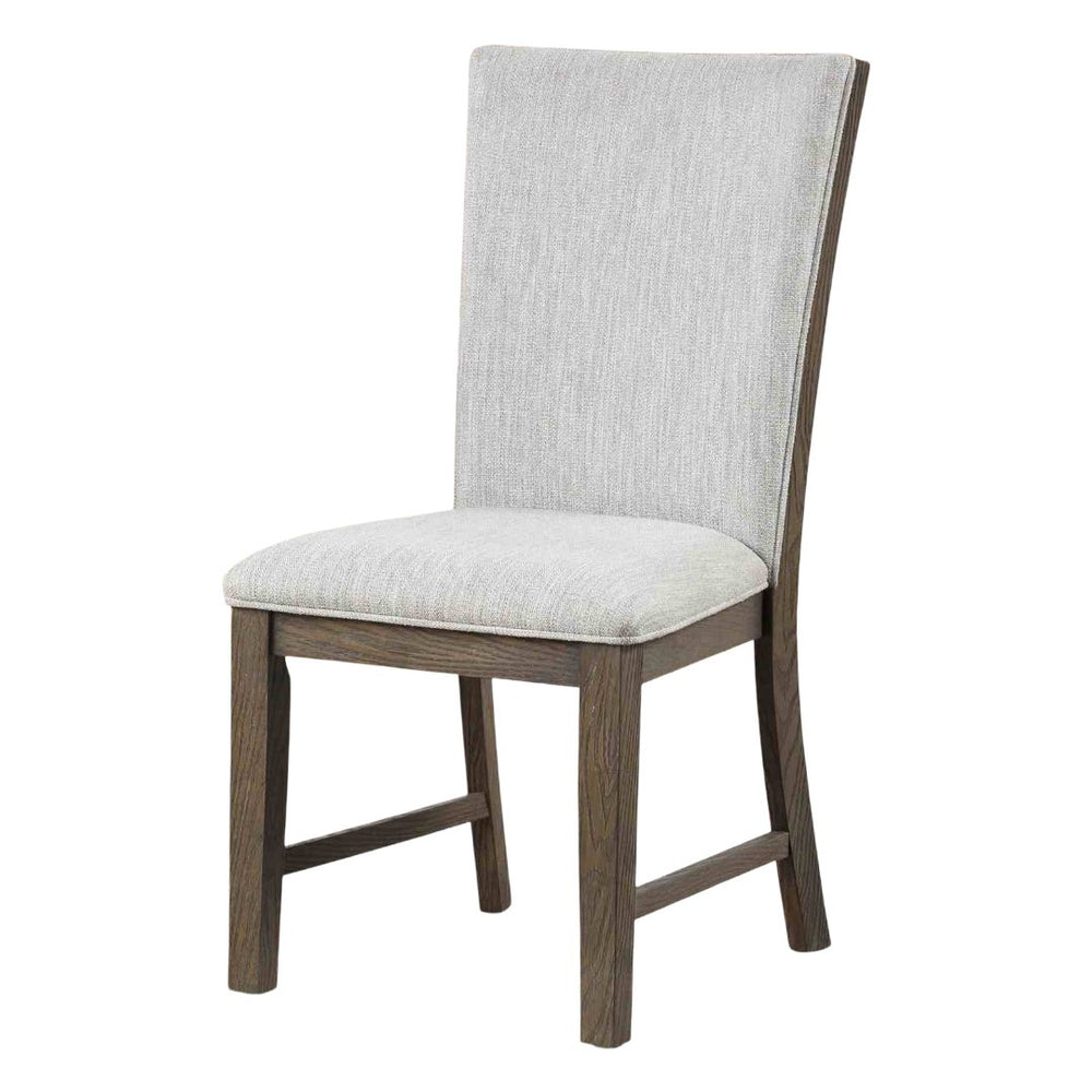 English Elm Modern 2pc Upholstered Farmhouse Side Chair Set with Oak Finish, 25" Seat Height, Versatile Dining Seating B2741P406729