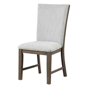 English Elm Modern 2pc Upholstered Farmhouse Side Chair Set with Oak Finish, 25" Seat Height, Versatile Dining Seating B2741P406729
