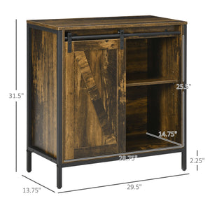 English Elm Homcom Farmhouse Buffet Cabinet With Sliding Barn Door, Adjustable Shelf & Rustic Metal Frame Storage W2225P217393