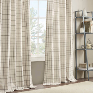 JLA Home Madison Park - Plaid Yarn-Dyed Grey Curtain Panel with Fleece Backing for Cozy Insulation and Rustic Farmhouse Style Natural MP40-6764