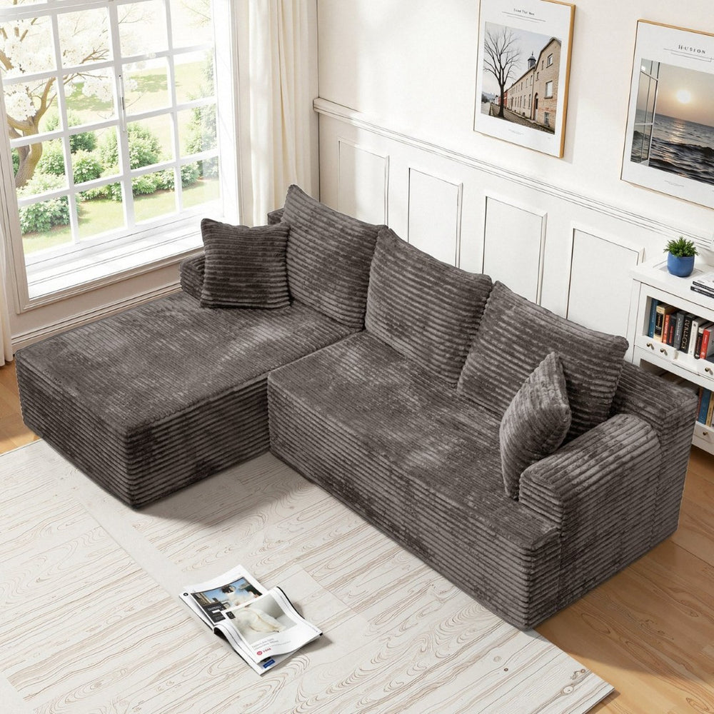 English Elm Modern Chenille Sectional Sofa with Chaise Modular L Shape for Living Room W3653P443574