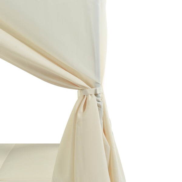 English Elm U_style Outdoor Double Daybed Resort Canopy Lounge with Steel Frame and Adjustable Backrests Beige WY000476AAK