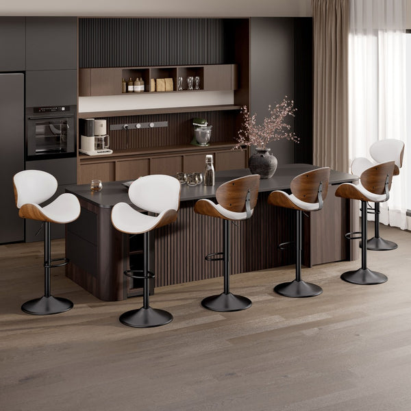 English Elm Swivel Bar Stools Set Of 2 - Adjustable Height, 360° Swivel, Pu Leather Comfort For Kitchen & Dining T3950P394492-GIGA