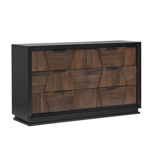 English Elm Houston King Bedroom Set Walnut Espresso Wood with Geometric Panel Headboard 5 Piece B009S01699