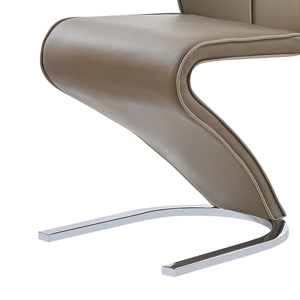 English Elm TONY Brown/Beige Zigzag Fabric Dining Chairs Set of 2 with Half Moon Metal Base, Solid Wood Frame B201P291019