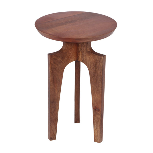 English Elm Christopher Knight Home® - 3-Legged Mango Wood Round End Table in Honey Finish — Midcentury Solid Wood, Plank Surface Appeal N768P202489H