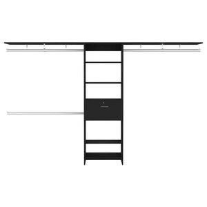 English Elm Closet Ashland Black Bedroom System — Heavy-Duty Particleboard Organizer, Shelves, Drawer, 118" Coverage B092S00010