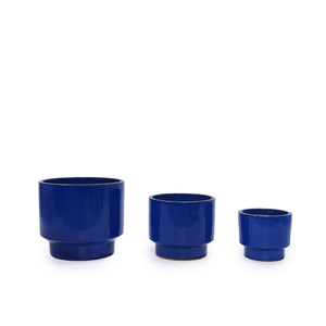 English Elm 3 Pieces Ceramic Flowerpot Set - Handcrafted Antique Blue-Green Planters For Indoor & Outdoor Use W3273P321546