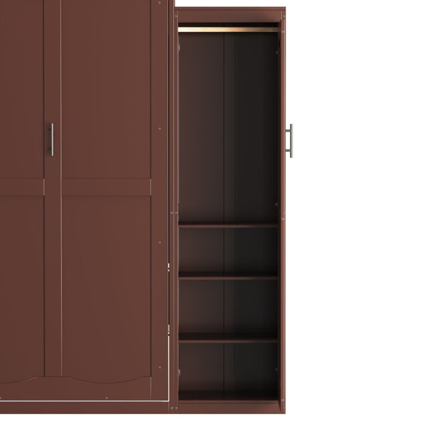English Elm Queen Murphy Wall Bed Walnut Wooden Frame Dual Wardrobes Foldable Guest Room Storage N733S235627D