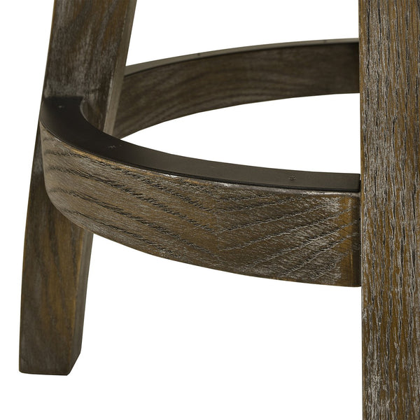 English Elm Jennifer Taylor Home - Henry 27" Armless Swivel Counter Height Bar Stool Heathered Linen Upholstered High Back Support White B2719P238375