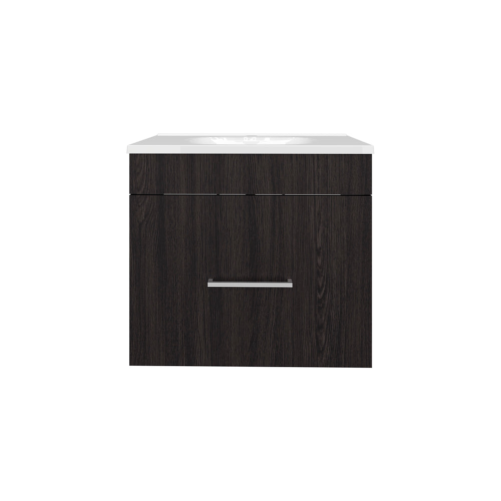 English Elm One One door Batroom Vanity Hatta with Two Drawers Open Shelf Black Blanco Kronos Finish Durable MDF Storage Compact B200P313688