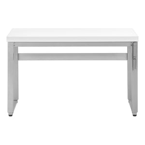 English Elm Computer Desk - Adjustable Standing Workstation, Modern White Laminate & Grey Metal, Compact Design B2710P219898