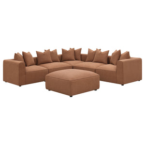 English Elm Colleen Terracotta Corner Chair With Pillows - Stylish Modular Seating For Modern Living Spaces B062P358077