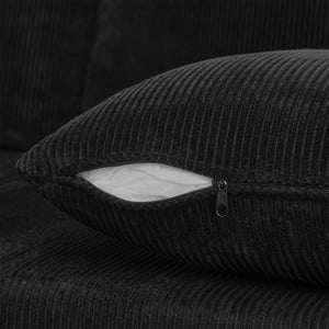 English Elm Modular Cloud Sectional Sofa with Corduroy Upholstery, Deep-Seat Sleeper Loveseat, Removable Ottoman, No-Assembly Comfort and Customizable Configuration Black W1117P357545