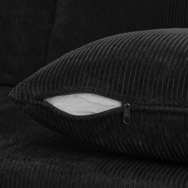 English Elm Modular Cloud Sectional Sofa with Corduroy Upholstery, Deep-Seat Sleeper Loveseat, Removable Ottoman, No-Assembly Comfort and Customizable Configuration Black W1117P357545