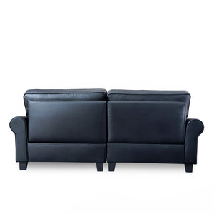 English Elm 75.6" Pets friendly Leather Rolled Arm Loveseat - Cat‑Scratch Resistant PU, Plush Cushions, Compact Black Sofa for Apartments W542P188787