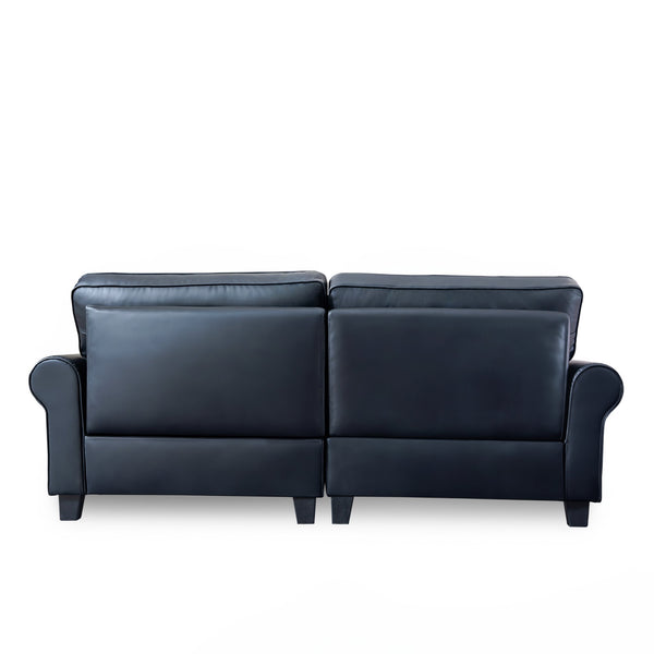 English Elm 75.6" Pets friendly Leather Rolled Arm Loveseat - Cat‑Scratch Resistant PU, Plush Cushions, Compact Black Sofa for Apartments W542P188787