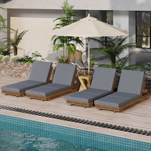 English Elm Christopher Knight Home® - Lounge Chaise Set - Durable Acacia Wood With Versatile 6-Position Backrest & Water-Resistant Cushions N770P281696T_N770P208326G