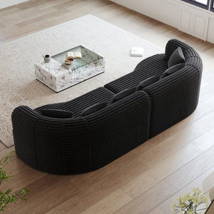 English Elm Curved Chenille Sectional Sofa Oversized Four Seat Cloud Foam Living Room Lounge W3505P355588