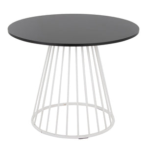 English Elm Canary Glam Contemporary Round Dining Table with Gold Cage Base and Elegant Wood Top, Seats Four Black B202S01105