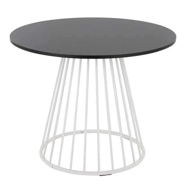English Elm Canary Glam Contemporary Round Dining Table with Gold Cage Base and Elegant Wood Top, Seats Four Black B202S01105