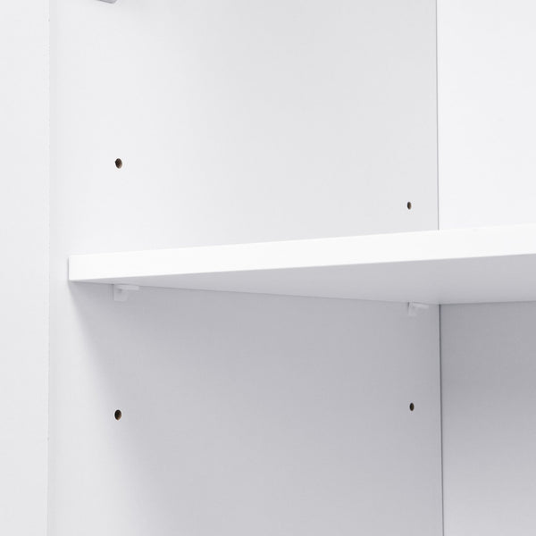 English Elm VIBE Modern 79" Hall Tree with 6 Cabinets, Bench Seating, Adjustable Shelf & 4 Metal Hooks for Entryway White SJ000148AAK