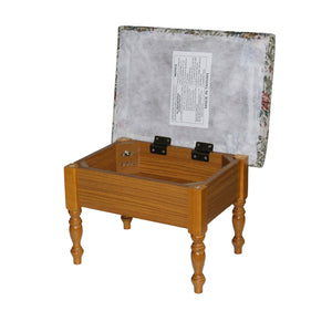 English Elm 10" Tall Wooden Foot Stool with Storage Oak Finish — Padded Victorian Floral Top, Lift-Up Hidden Compartment B072P222459