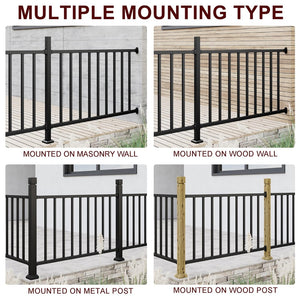 English Elm 32.5 in Powder Coated Steel Stair Railing Kit with Balusters for Indoor Outdoor Use T3210P471629