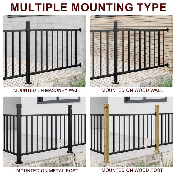 English Elm 32.5 in Powder Coated Steel Stair Railing Kit with Balusters for Indoor Outdoor Use T3210P471629