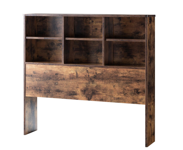 English Elm Twin Reclaimed Barnwood Bookcase Headboard with Six Shelves, 3 Adjustable, Rounded Top Panel, Durable B107P243250