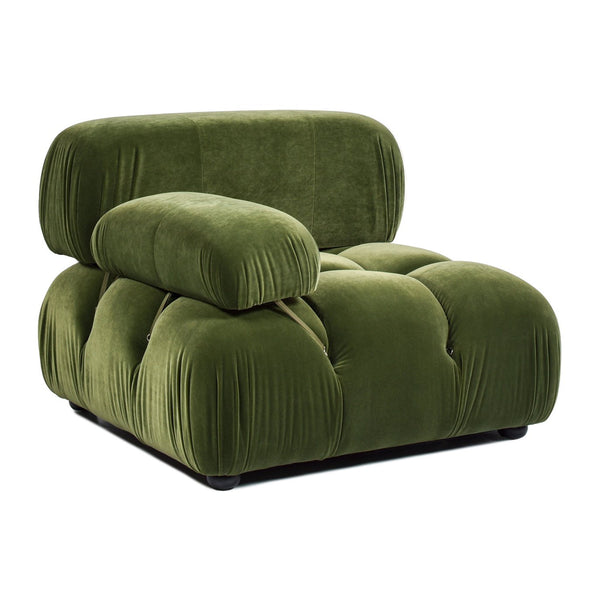 English Elm Jennifer Taylor Home - Marcel Luxurious 36" Bubble Modular Lounge Arm Chair with Bouclé Upholstery and Eucalyptus Frame Olive Green B2719P238259
