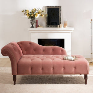English Elm Samuel Velvet Tufted Chaise Lounge Elegant Roll Arm Reading Nook Accent Chair B2719P238292