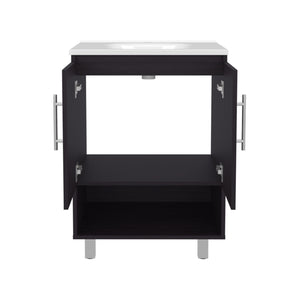 English Elm Bathroom Vanity Black Wengue Engineered Wood, 2 Doors 4 Shelves – Modern Compact 33.2" H x 23.6" W B097P369431