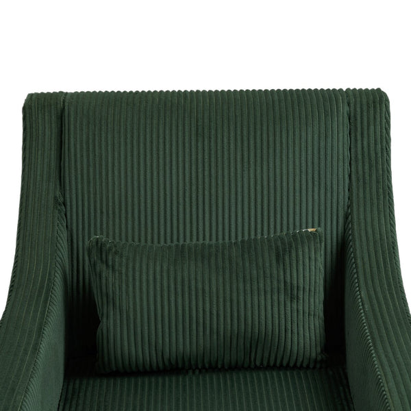 English Elm COOLMORE Modern Accent Chair with Plush Corduroy Upholstery, Solid Wood Frame and Two Pillows Emerald W395P195360