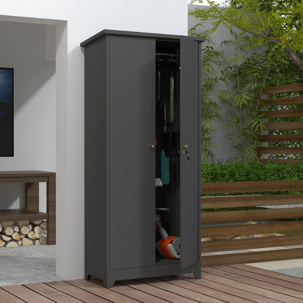 English Elm Outdoor Weatherproof Tall Vertical Storage Cabinet with Adjustable Shelves for Patio T3625P434236